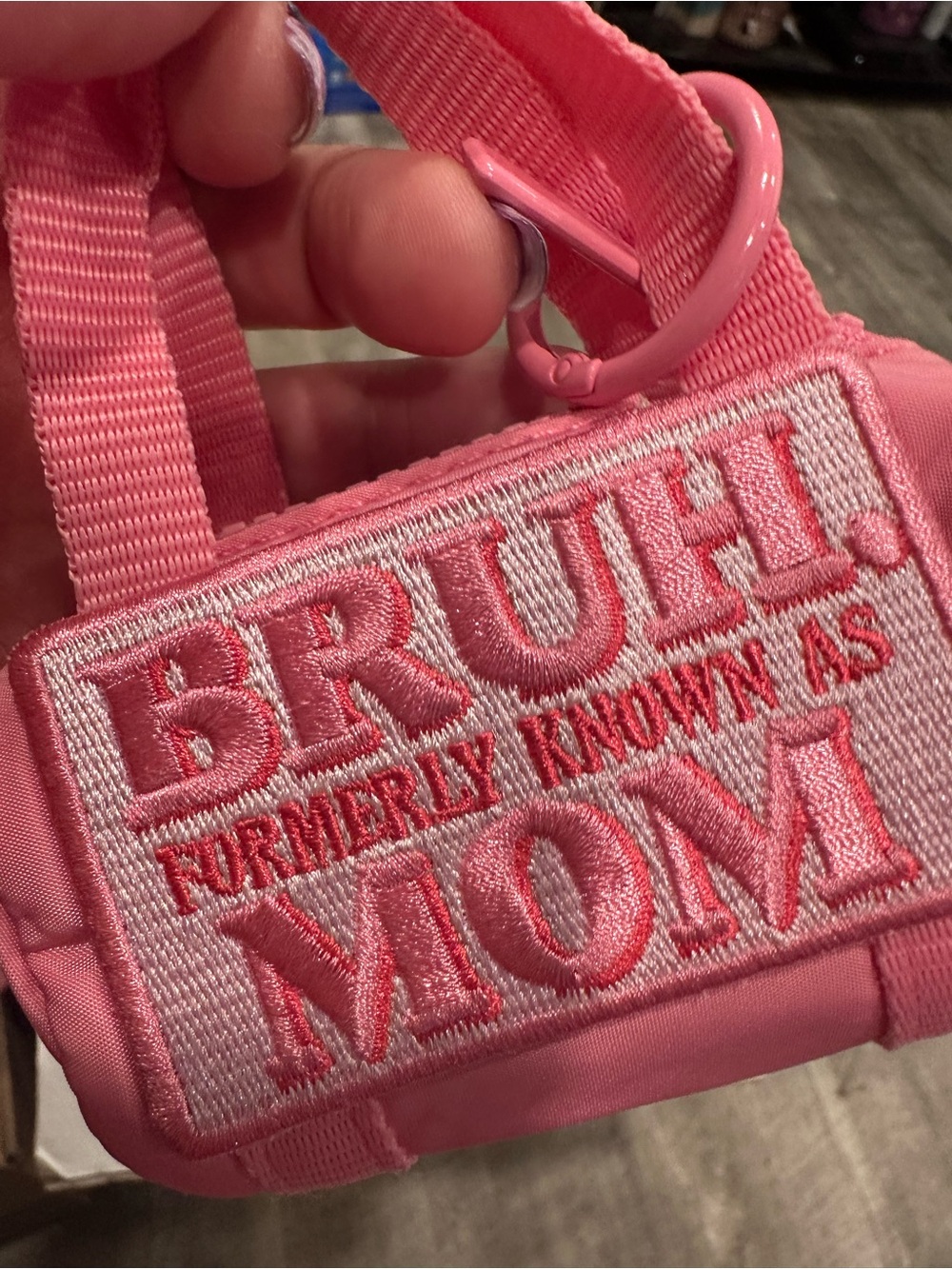 BRUHL Pink Embroidered 'Formerly Known As Mom' Women's Mini Bag